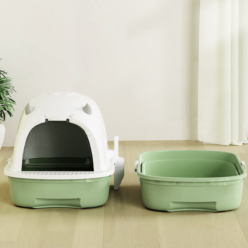 Polyethylene Plastic Litter Box with Scoop, Green