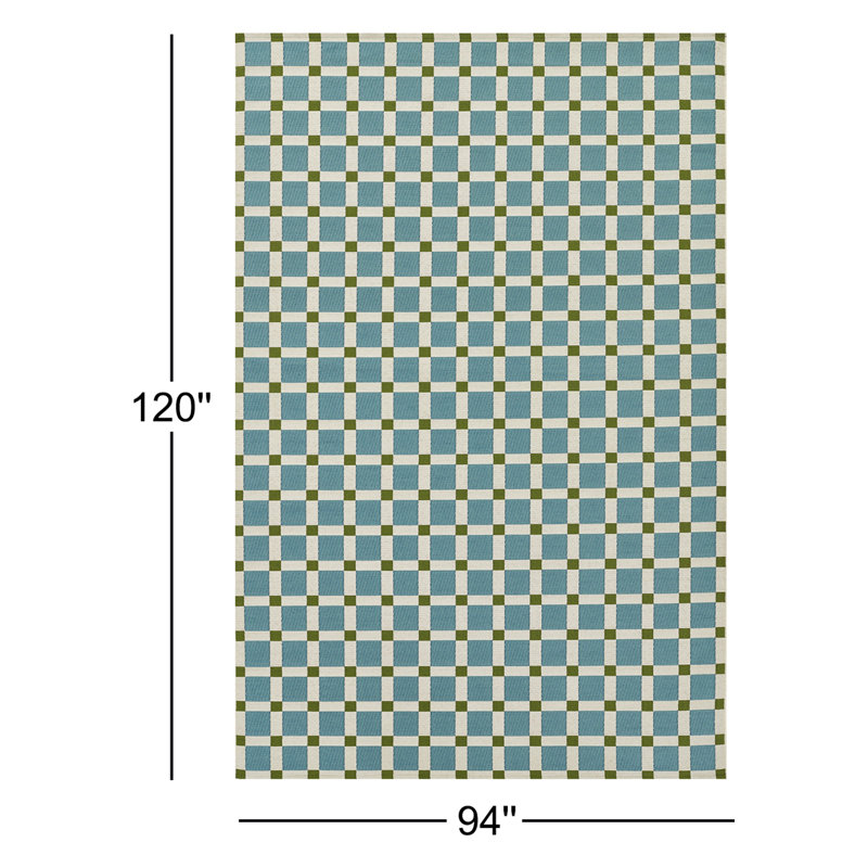 Tapis bleu intérieur / extérieur Icon, Rectangle 7 pi 10 po x 10 pi