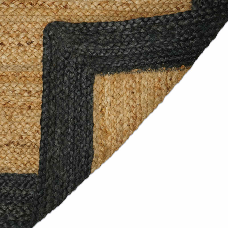 Hand Braided Area Rug, Natural/Dark Grey, Rectangle 60cm x 110cm