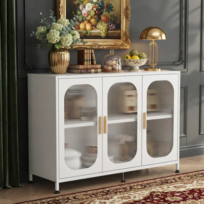 48" Metal Sideboard, 3 Doors, Adjustable, White by Ebern Designs