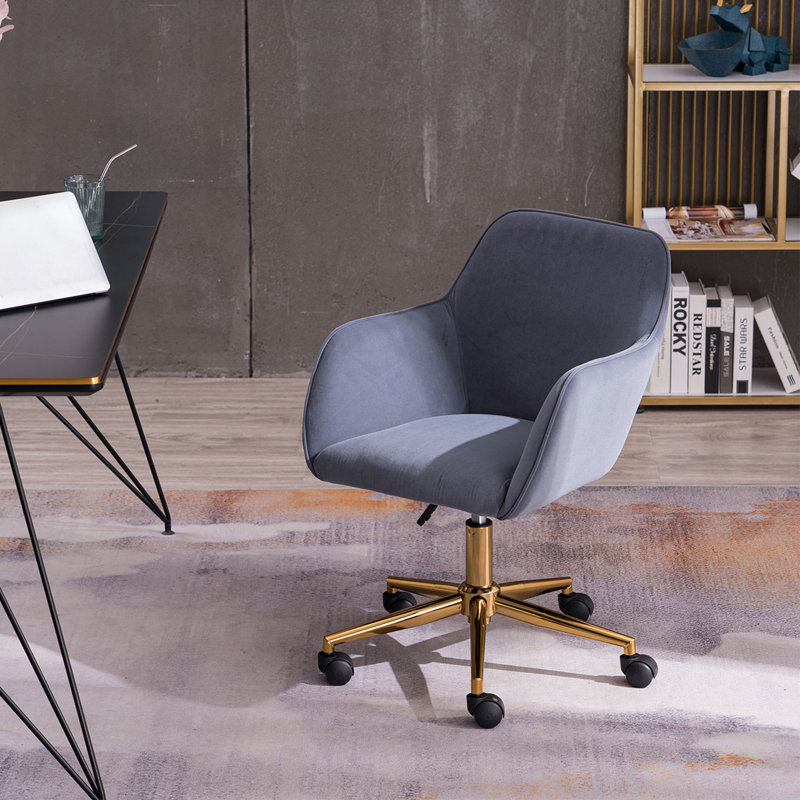 Maxton Velvet Office Chair, Grey, Velvet