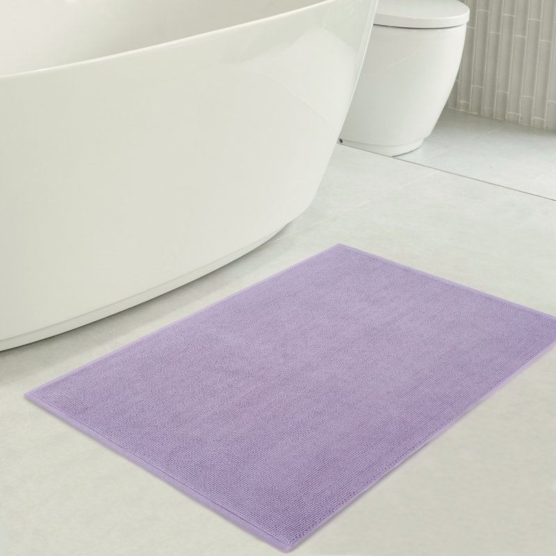 Chemung 100% Cotton Non-Slip Bath Rug, 24" L x 17" W, Lilac