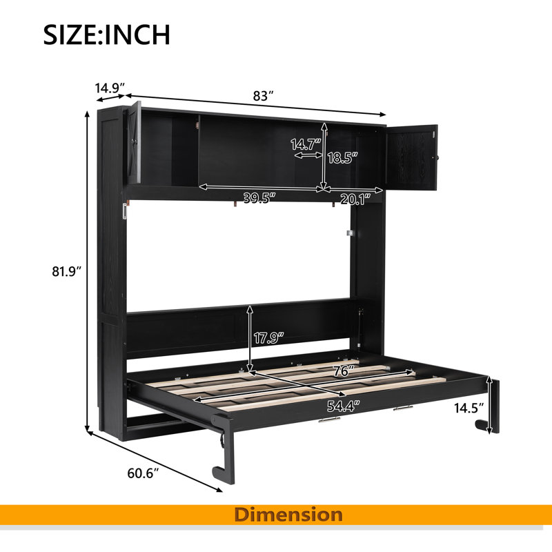 Lit escamotable double avec armoires de rangement