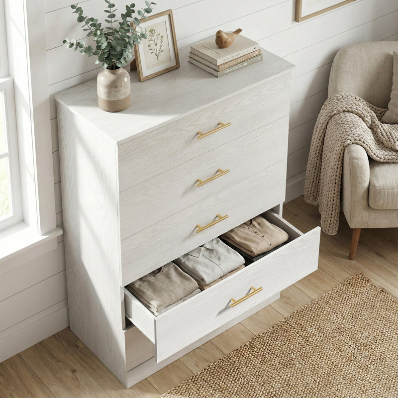 Commode 5 tiroirs l 31,3 po Mouton, Chêne blanc antique
