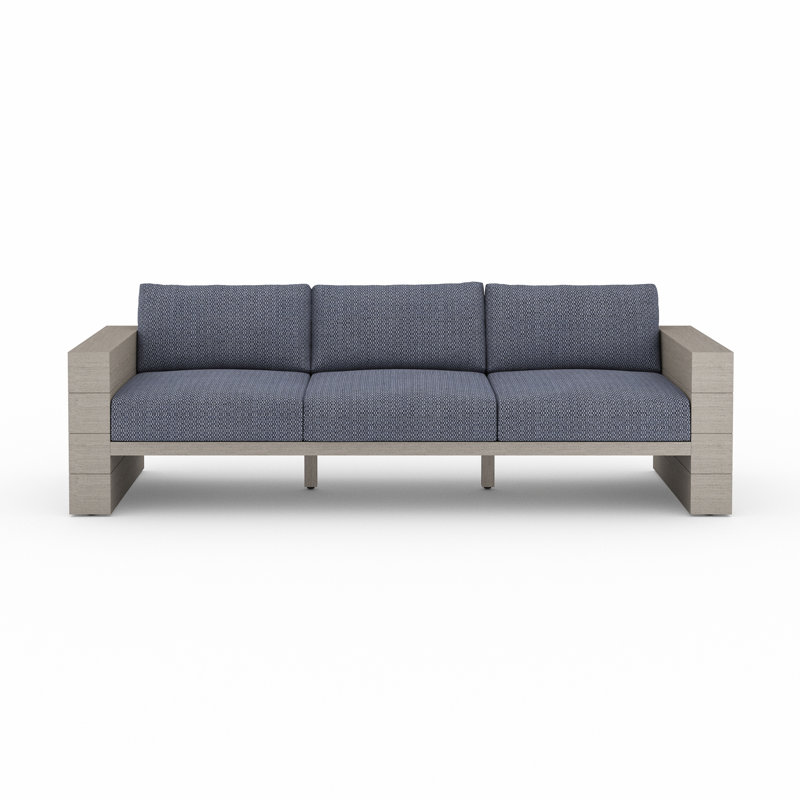 Tsubaki 96" Wide Patio Sofa, Weathered Gray, Charcoal Polypropylene/Olefin