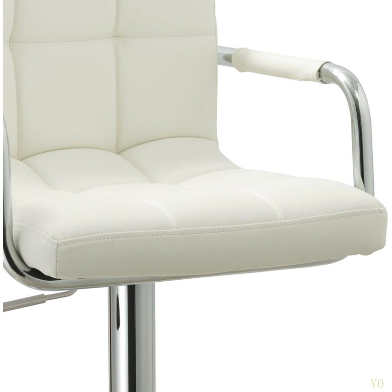 Tabouret de bar contemporain à accoudoirs pivotants avec coussin, Blanc