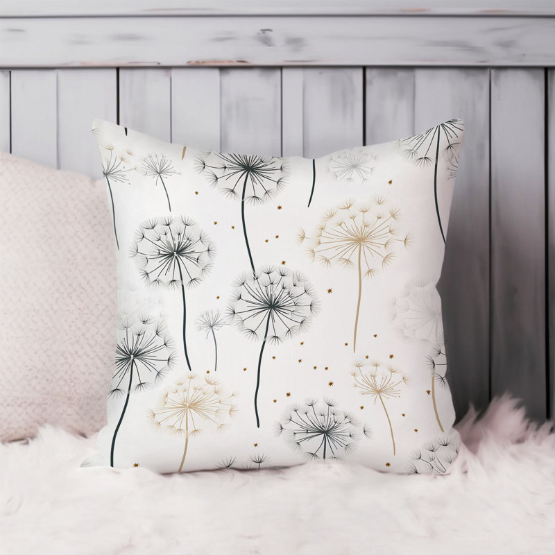 Botanical Dandelions Pattern IV Pillow Cover, 20"H x 20"W