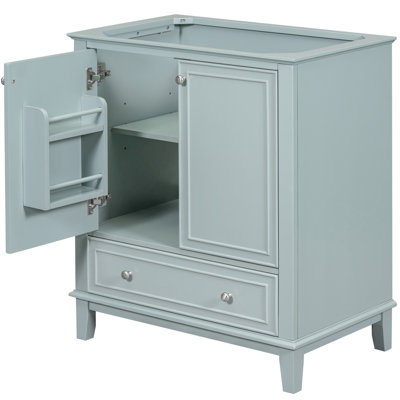 Base de meuble-lavabo de salle de bain 30 po en bois massif avec tiroir réglable, tablette réglable, autoportante, base requise, 30 po, aspect élégant