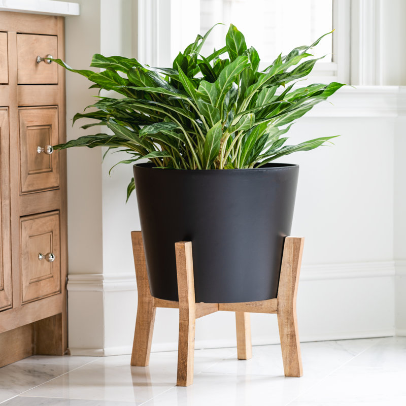 Jardinière contemporaine 16 po avec support, Noir