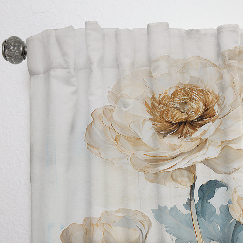 Rowes Burst Of Ranunculus Beauty II - Traditional Curtain - Velvet Room Darkening - 1 panel, 52" W x 63" L