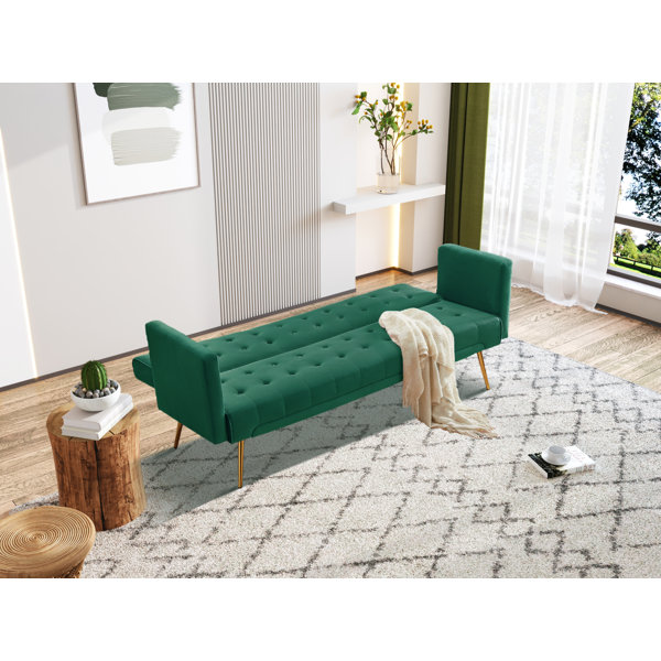 Mercer41 Myke 70.01'' Velvet Cushion Back Convertible Sofa | Wayfair