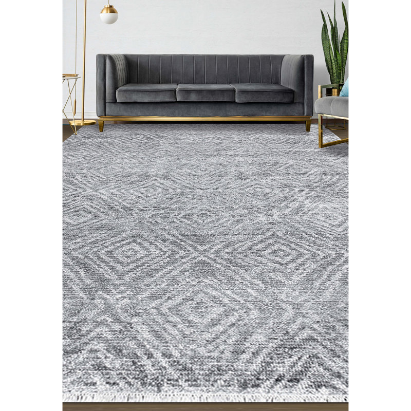 Hand Woven Wool Geometric Area Rug, Rectangle 8'9" x 11'9"