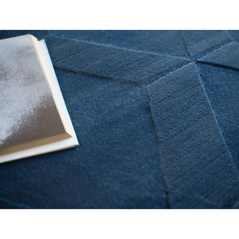 Brunello Modern Handmade Silky Nylon Navy Area Rug, Rectangle 8' x 10'