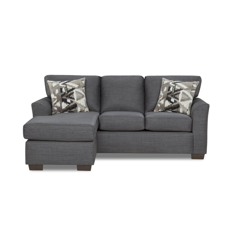 Jourdanton 82'' Wide Polyester Blend Reversible Stationary Sofa & Chaise, Charcoal Polyester Blend