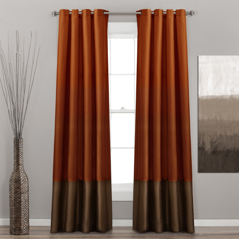 Semi Sheer Curtain Pair, 137cm W x 213cm L, Brown