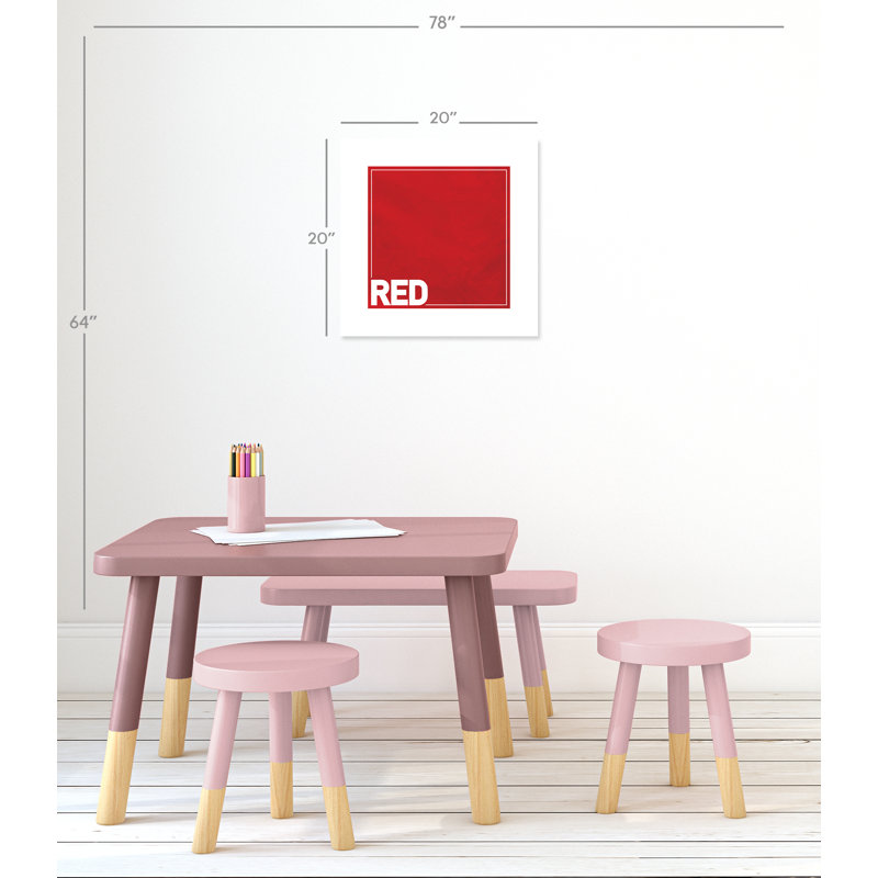 Impression sur papier roulé rouge, H 20 po x l 20 po x P 1 po