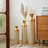 Set Of 3 Tall Metal Decorative Vases With Golden Finish And Dot Texture, Ideal For Layered Floor Display And Modern Interior Styling.