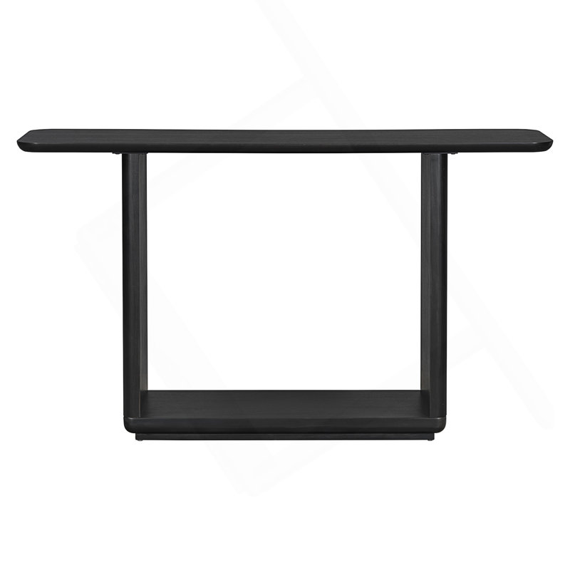 Elegant Minimalist Console Table With Curved Corners,Natural Wood Veneer,U-Base Design For Easy Placement ,Perfect For Displaying Your Treasures,Simple Assembly