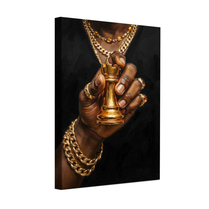 Pièce abstraite d'échecs dorés à la main avec bijoux