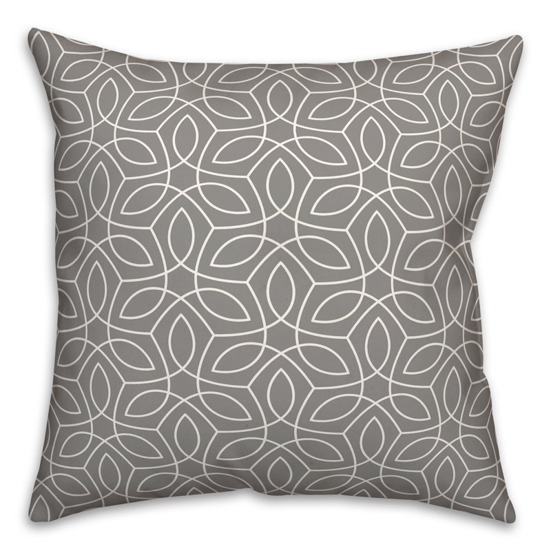  Coussin décoratif floral intérieur / extérieur en polyester, Gris, H 18 po x l 18 po