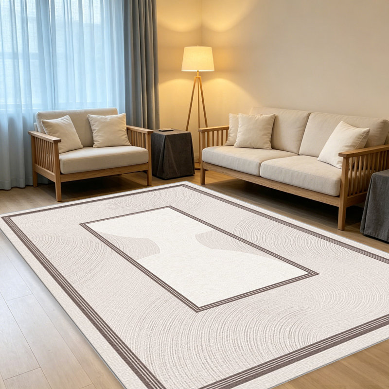 Beige Swirl Border carpet-easy to clean, machine-washable, soft and comfortable; suitable for door mats, kitchens, living rooms, bedrooms, corridors, and laundry areas. Easy to clean, durable carpet for home decoration.
