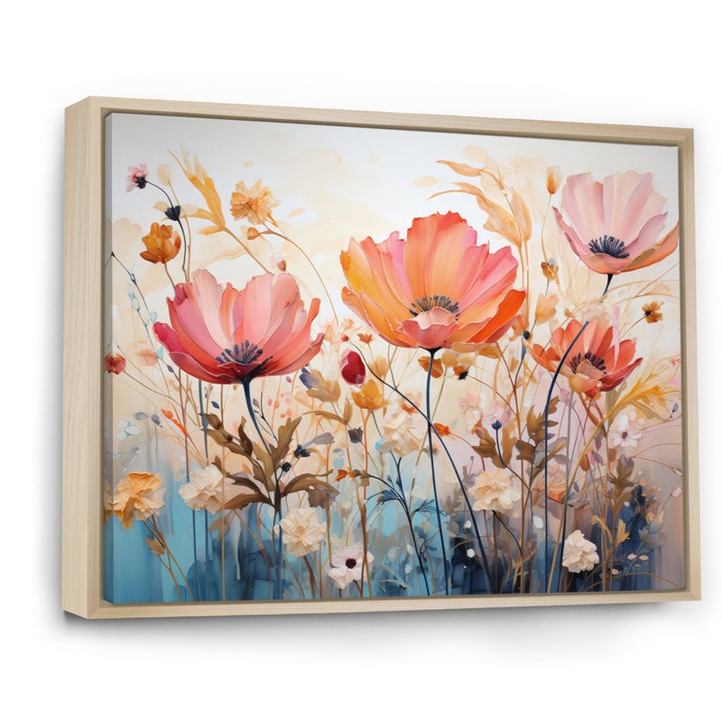 Corail orange fantaisiste botanique sauvage II - impression, H 16 po x l 32 po x P 1 po, Cadre naturel flottant