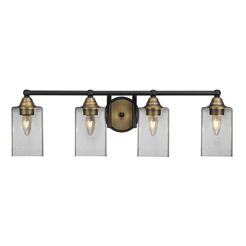 Michell 4-Light Bath Bar, Matte Black/Brushed Gold