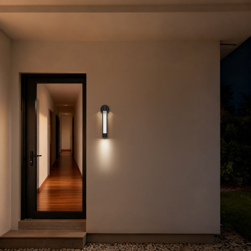 Tig LED Wall Sconce with Pressed Water Glass, Extra Downlight for Added Lumens, 3-CCT Selectable, Dimmable, Wet Rated, ADA Compliant