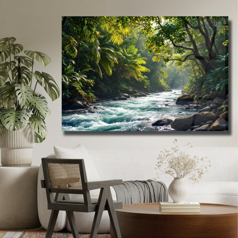 Décoration murale en verre trempé Jungle River, H 16 po x l 20 po