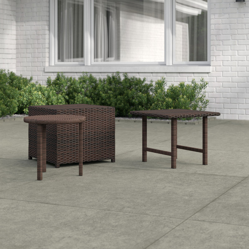 Round and Square Outdoor Side Table , 20 " W 20 " D, Brown