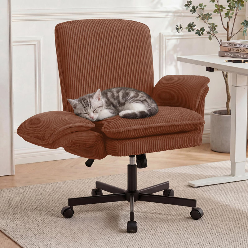 Criss Cross Chair With Armrests & Wheels For Cross-Legged Sitting, Brown