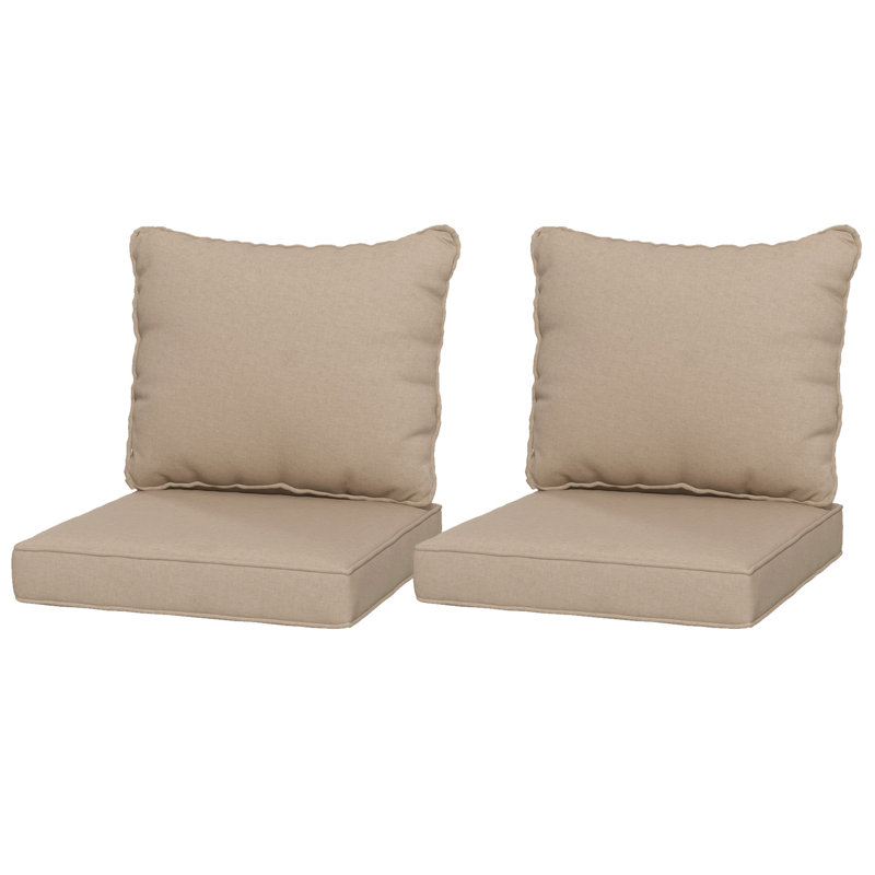 Patio Chair Cushions Set of 2 with Seat & Backrest, Fade Resistant Seat Replacement Cushion Set, Beige, 2, Beige