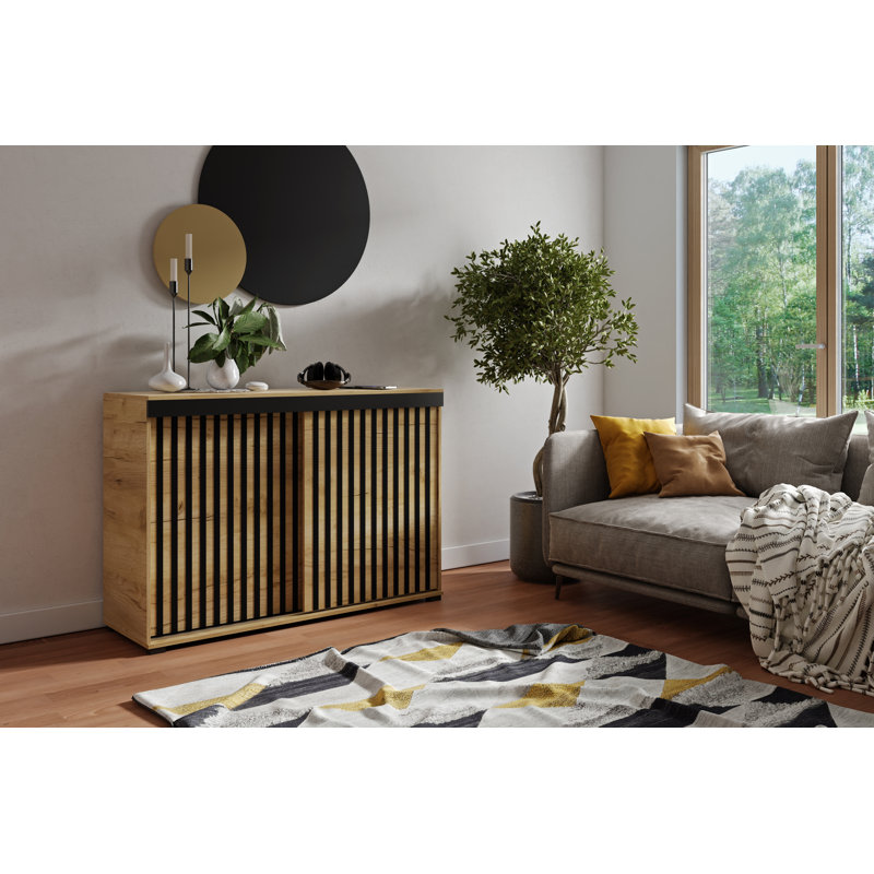 Ortis 2 - Door Rectangle Accent Cabinet, Oak, 94cm H x 120cm W x 45cm D