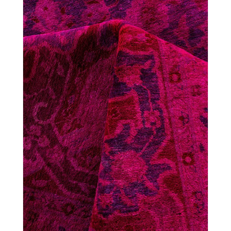 Tapis unique mauve / bleu / rouge 9 pi 5 po x 12 pi 3 po Overdyed