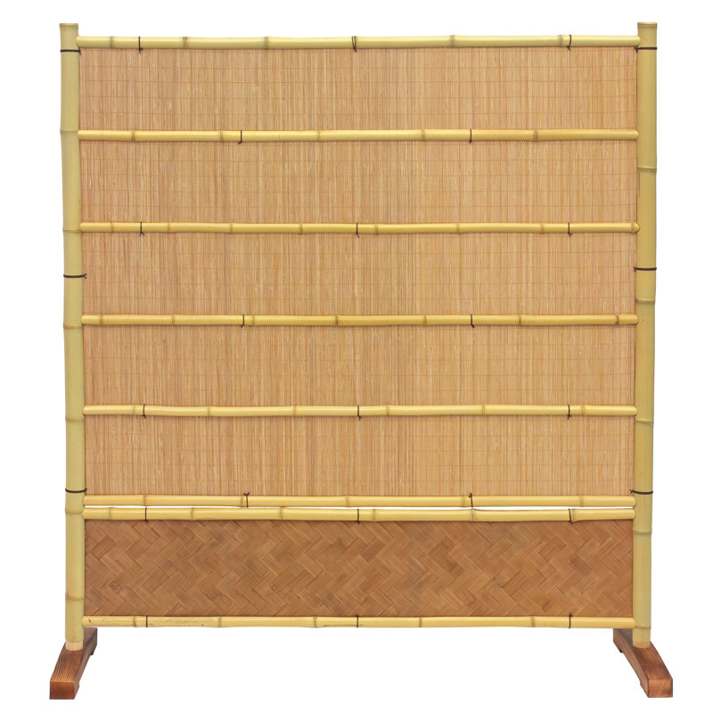 3 1/2 ft Short Freestanding Screen - Natural Bamboo, Tan