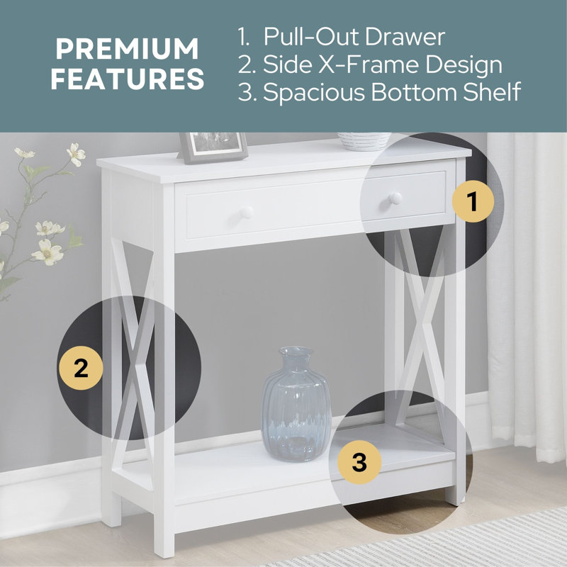 Lecenta 31.5'' 1 Drawer Console Table with Shelf, White