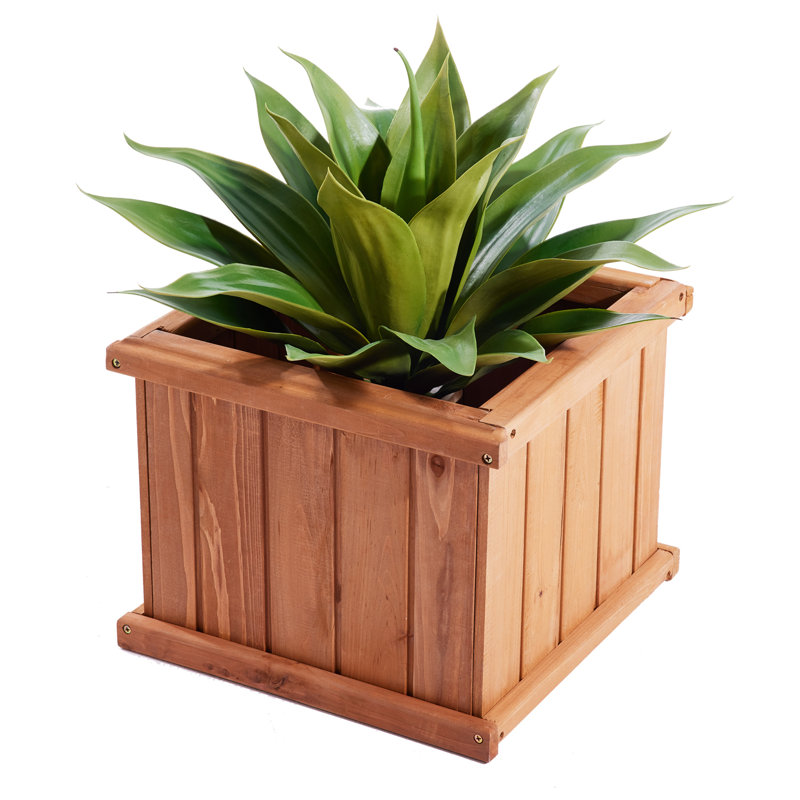 Barros Outdoor Wood Planter Box, Brown