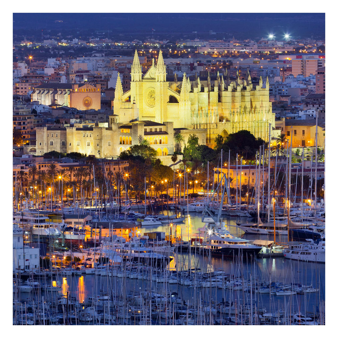 Palma de Mallorca City Skyline and Harbour 2.4m x 2.4m Textured Matt Peel & Stick Wall Mural