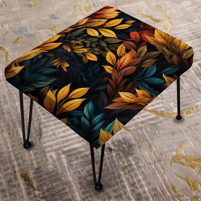 Feuilles d'automne jaunes rustiques - repose-pieds rectangulaire rétro