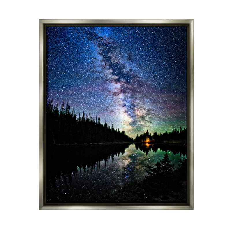 «Nebula Over Lake Landscape» par Lena Owens, H 31 po x l 25 po x P 1,7 po, Cadre flottant gris lustré