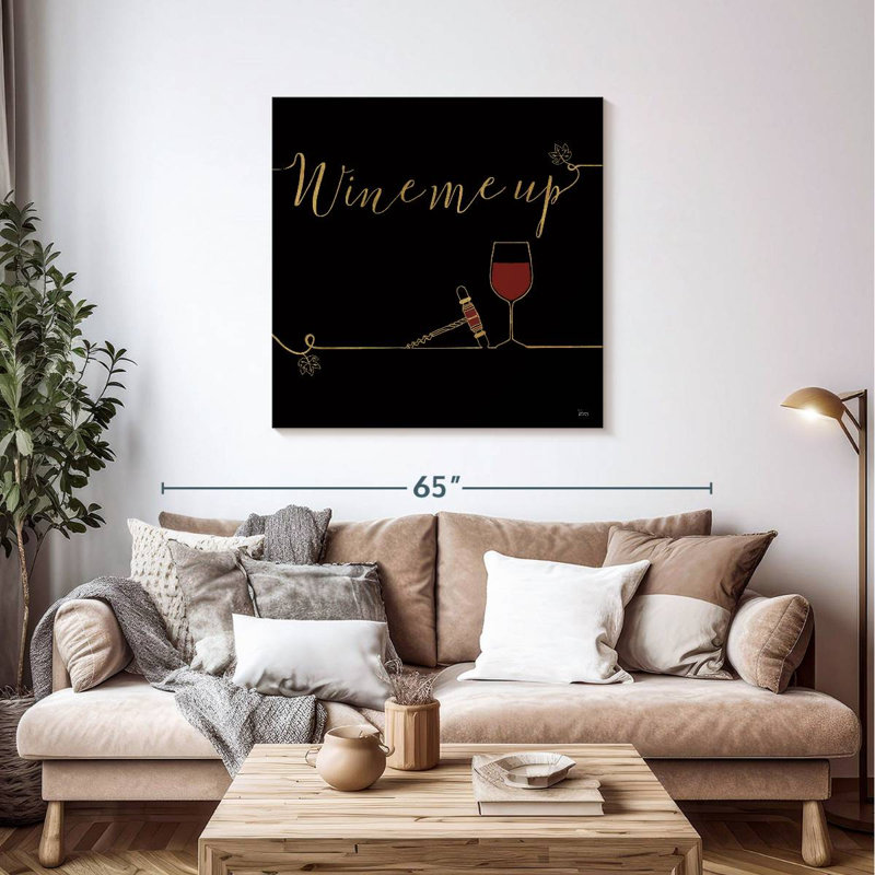 Underlined Wine II Black, 39" H x 39" W