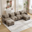 Canapé surdimensionné en U en chenille avec 4 coussins de taille exquise, canapé 4 places avec 2 repose-pieds mobiles-1062071941