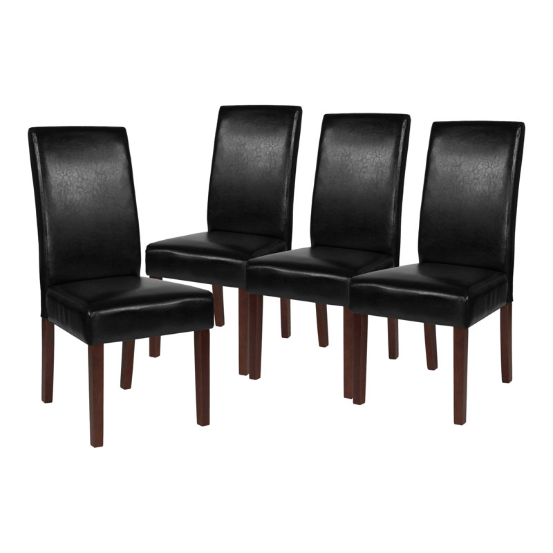 Arruda Upholstered Parsons Chairs-Panel Stitching, Black, 4