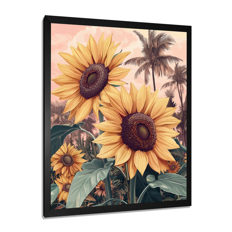 Dishaun - salon d'art mural floral, H 20 po x l 12 po, Reproduction encadrée d'une seule photo, Noir, noir, noir, noir