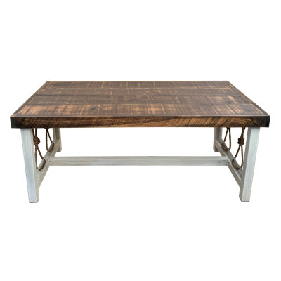 COTTAGE/STAIN IRON RECTANGLE COFFEE TABL WITH KNOTTED ROPE DESIGN ON ENDS