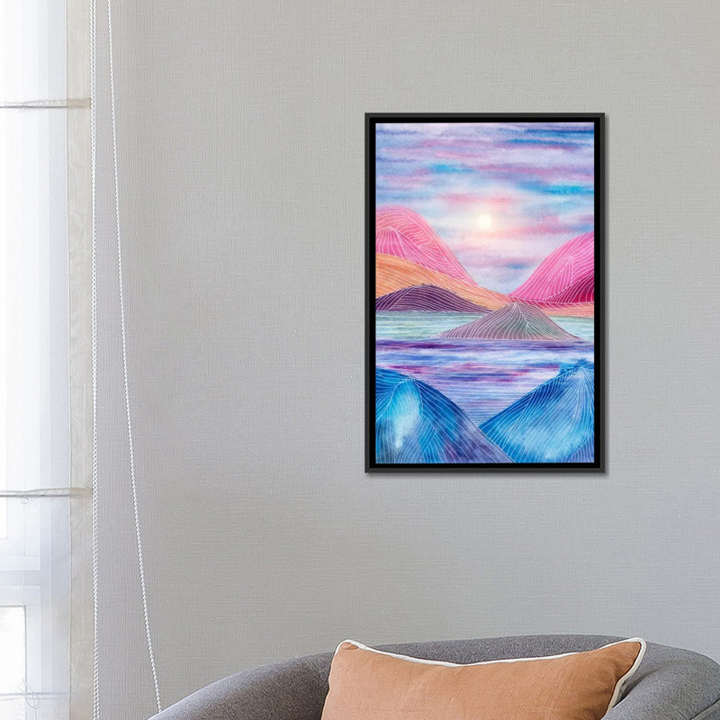 « lines », reproduction d’impression sur toile tendue, H 26 po x l 18 po x P 1,5 po, Toile encadrée noire, Pas de tapis