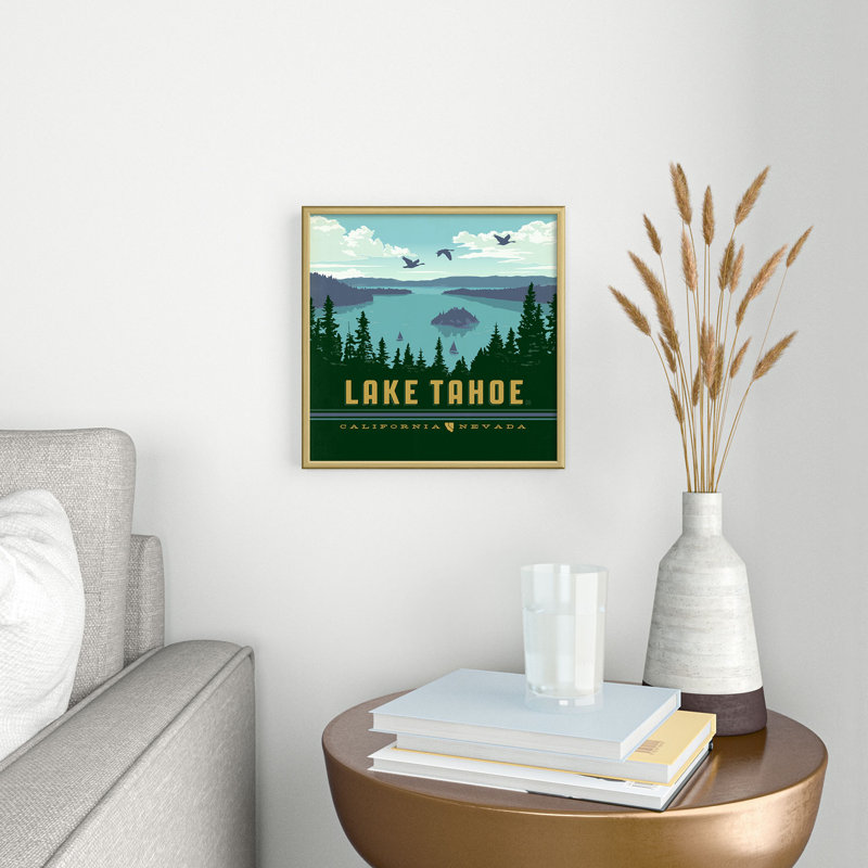 Lac Tahoe - cadre photo, impression sur verre, H 10 po x l 10 po x P 1 po, Or