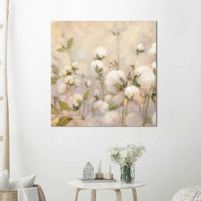 «Cotton Field I», reproduction de peinture acrylique sur toile, H 18 po x l 18 po x P 1 po, Toile tendue