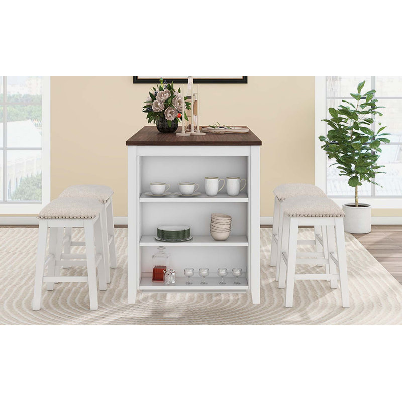 Ensemble de table de bar 5 pièces Degraw, Brun, Beige, Beige