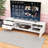Elegant Wooden TV Stand with Rattan Panel, Solid-Wood Legs and Ample Storage for TVs Up to 80 Inches